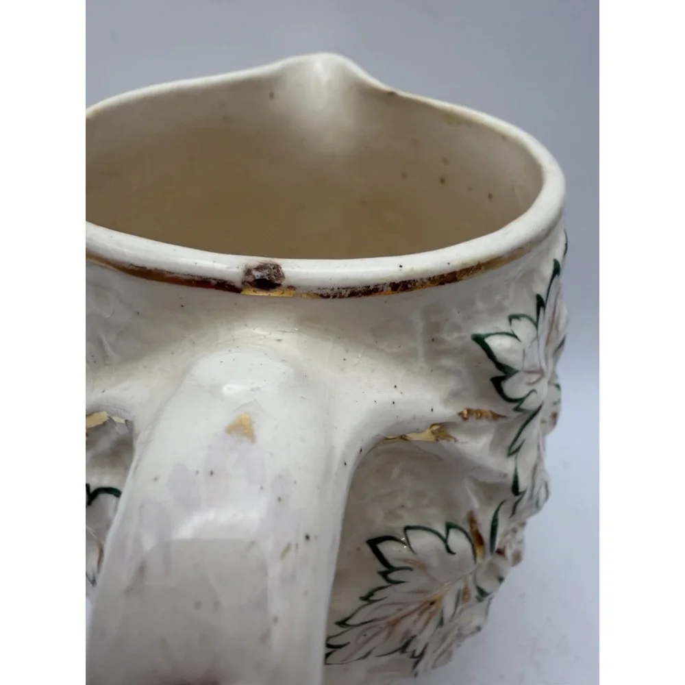 Antique Avalon Faience Blackberry White Majolica Pitcher Chesapeake Pottery